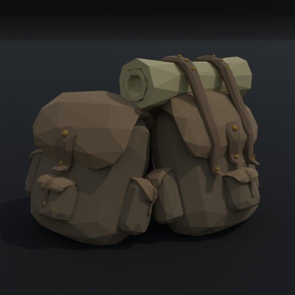 Cartoon fantasy backpack Polygonal Style - 3DOcean Item for Sale