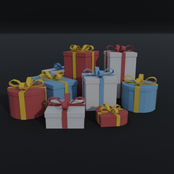 Cartoon Gift Boxes presents Polygonal Style - 3DOcean Item for Sale