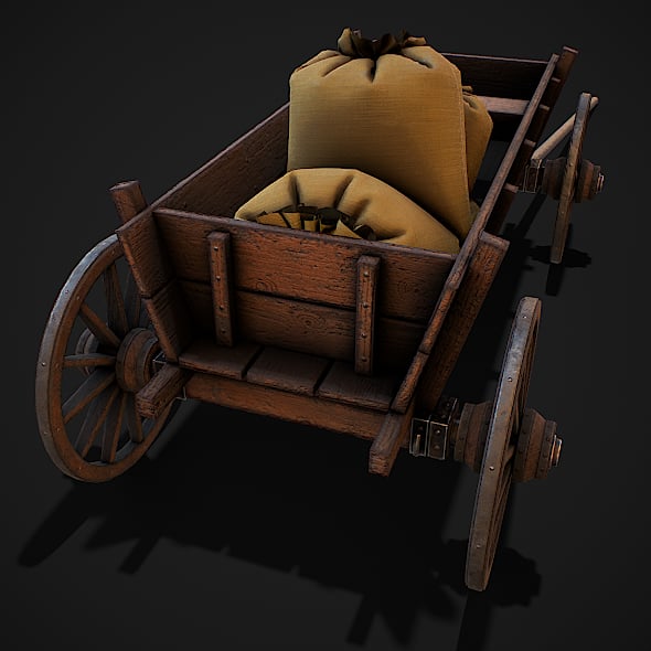 Wooden cart 3d model - 3DOcean Item for Sale