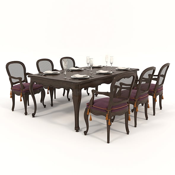 Restaurant Dining Table and Chairs set 4 - 3DOcean Item for Sale