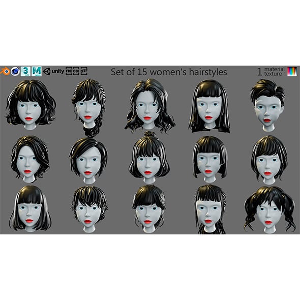 Cartoon woman hairstyle - 3DOcean Item for Sale