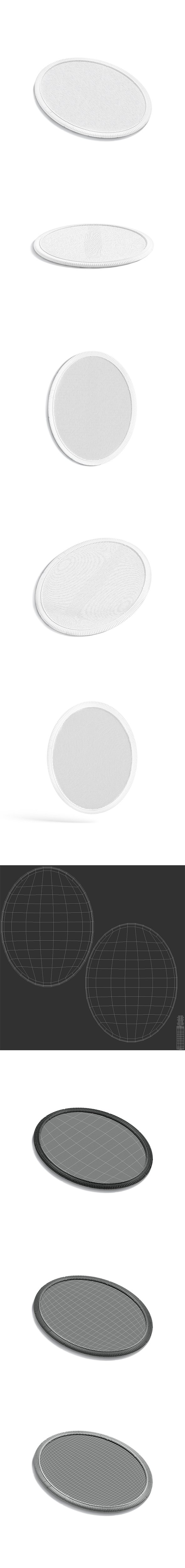 White Oval Embroidered Patch - lying embroidery ellipse badge - 3DOcean Item for Sale