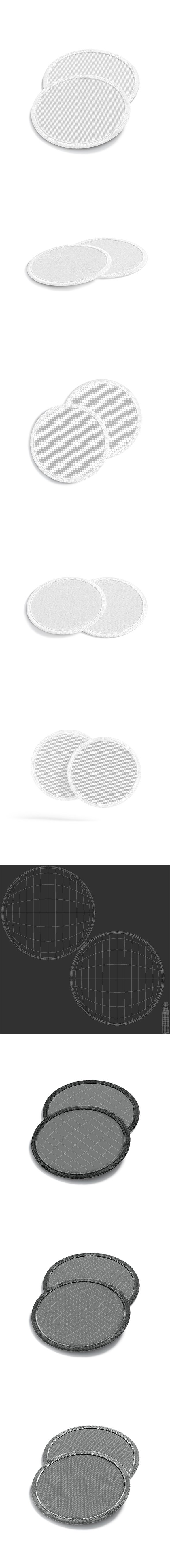 White Round Embroidered Patch Stack - lying embroidery circle badge pair - 3DOcean Item for Sale