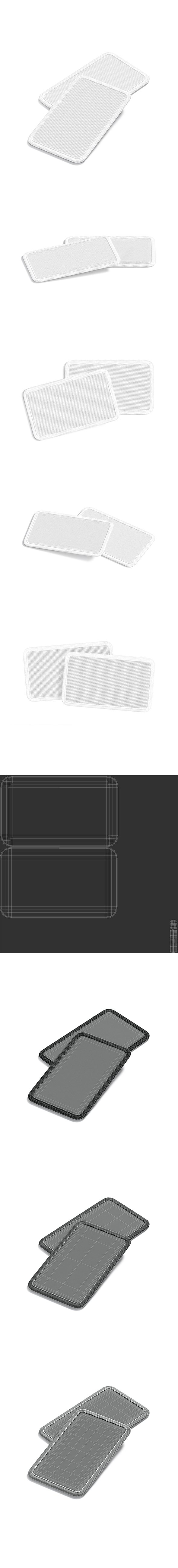 White Rectangular Embroidered Patch Stack - lying embroidery rectangle badge pair - 3DOcean Item for Sale