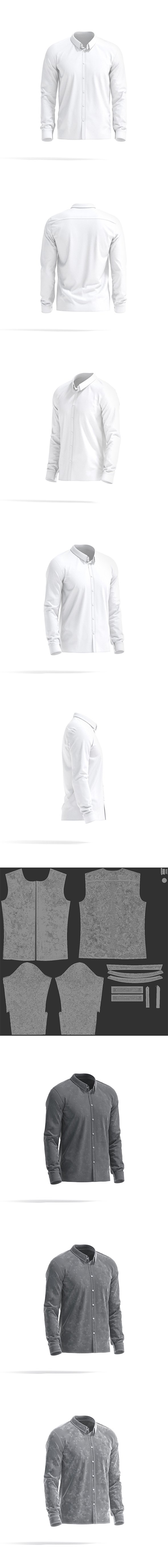 White Dress Shirt - men long sleeve classic shirt - 3DOcean Item for Sale