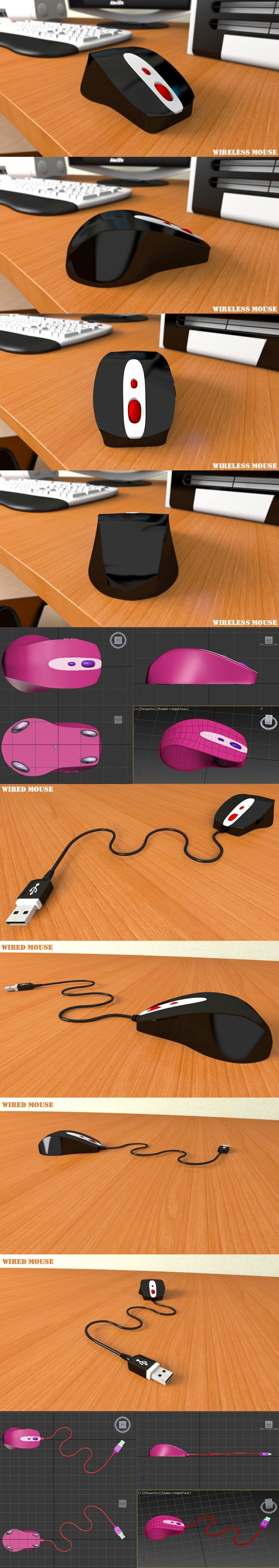 Wired Mouse and Wireless Mouse - 3DOcean Item for Sale