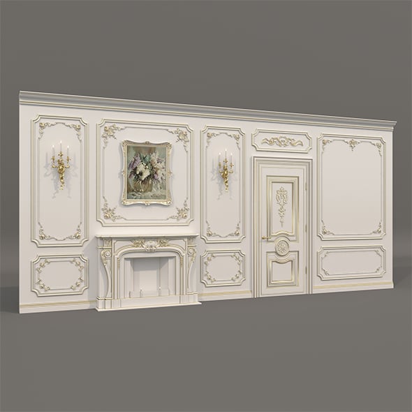 Wall Molding in Classic French style 43 - 3DOcean Item for Sale