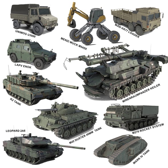 10 Military Vehicles Collection v2 - 3DOcean Item for Sale