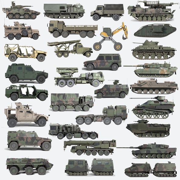 30 Military Vehicles Collection - 3DOcean Item for Sale