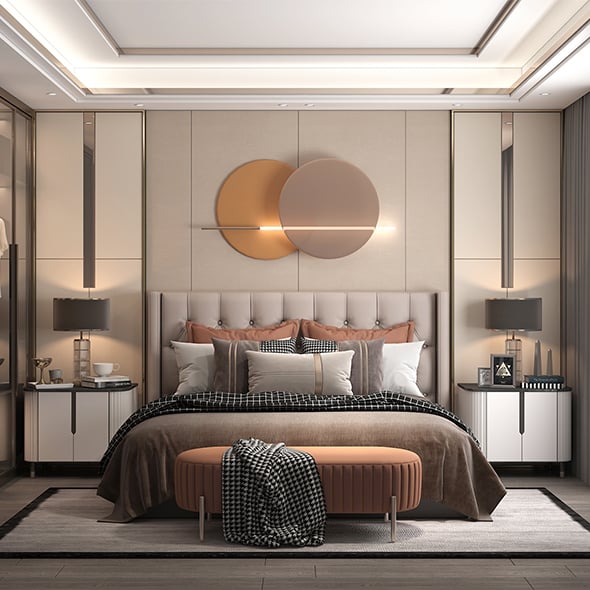 Modern Bedroom Scene 36 - 3DOcean Item for Sale