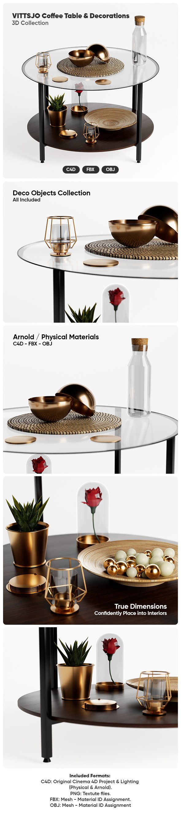 VITTSJO Glass Coffee Table & Decorations 3D Model Collection - 3DOcean Item for Sale