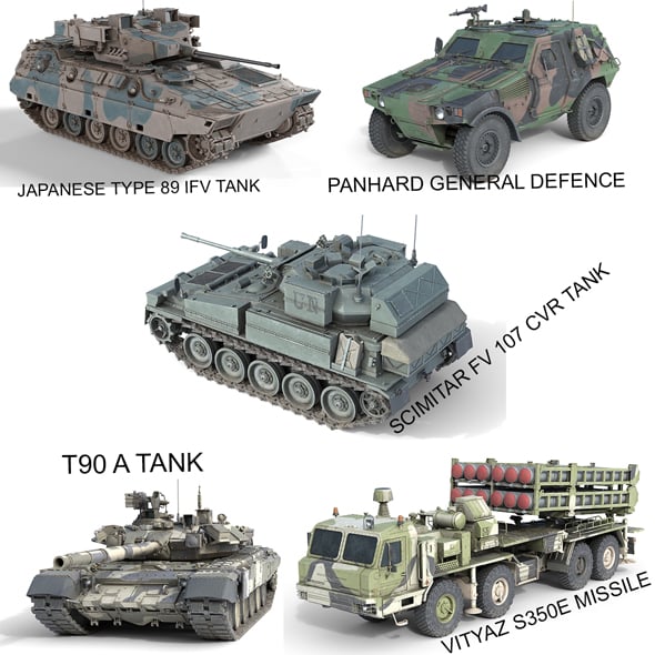 5 Military Vehicles Collection v12 - 3DOcean Item for Sale