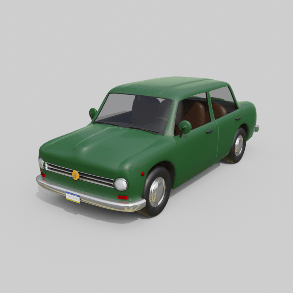 Low-Poly Vintage Sedan Car Game-Ready and Render Asset - 3DOcean Item for Sale