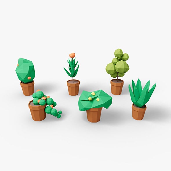 low ploy pot plant - 3DOcean Item for Sale