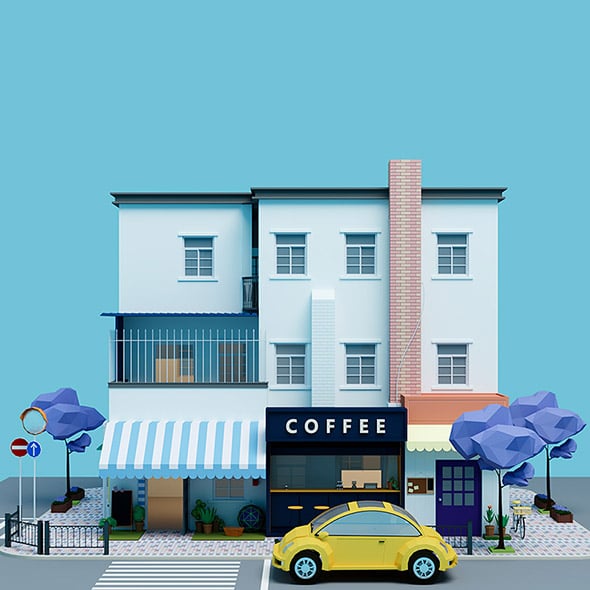 low poly shop - 3DOcean Item for Sale