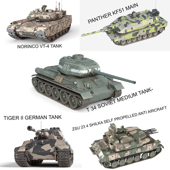 5 Military Vehicles Collection v14 - 3DOcean Item for Sale