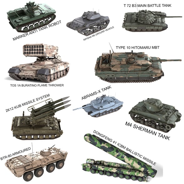 10 Military Vehicles Collection v7 - 3DOcean Item for Sale