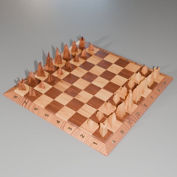 Wooden ChessBoard With Pieces. - 3DOcean Item for Sale