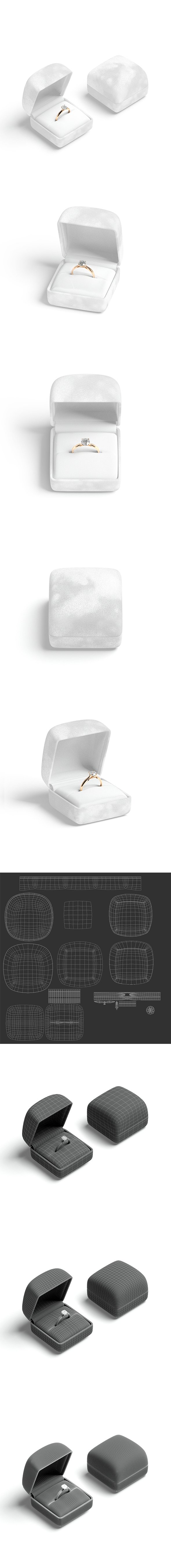 White Wedding Ring Box Set - opened and closed jewelry box - 3DOcean Item for Sale