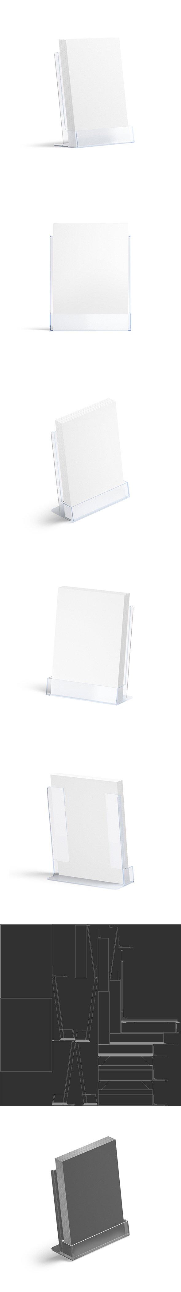 Acrylic A5 Flyer Holder - brochure in glass plastic transparent tray - 3DOcean Item for Sale