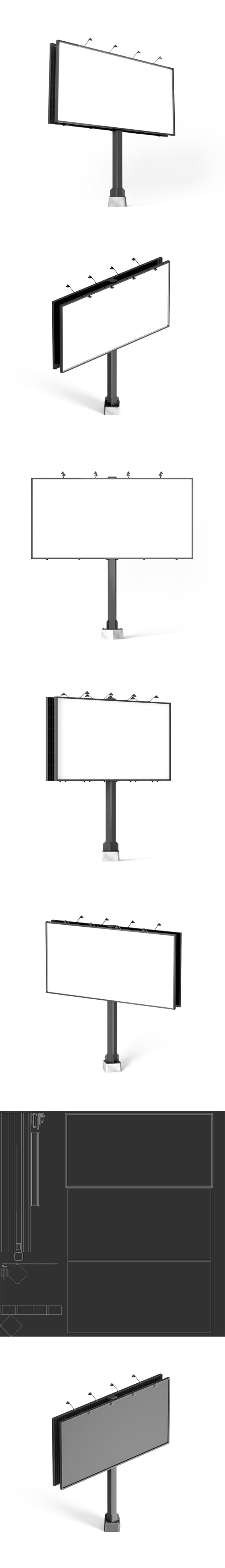 Rectangular Advertising Street Billboard - outdoor sign banner - 3DOcean Item for Sale