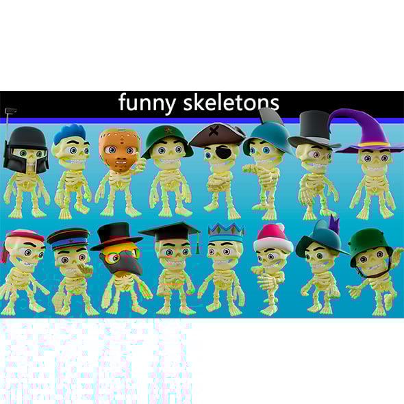 Funny skeletons - 3DOcean Item for Sale