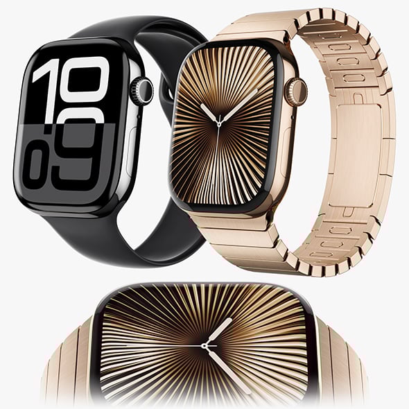Apple Watch Series 10 Jet Black and Titanium Gold - 3DOcean Item for Sale