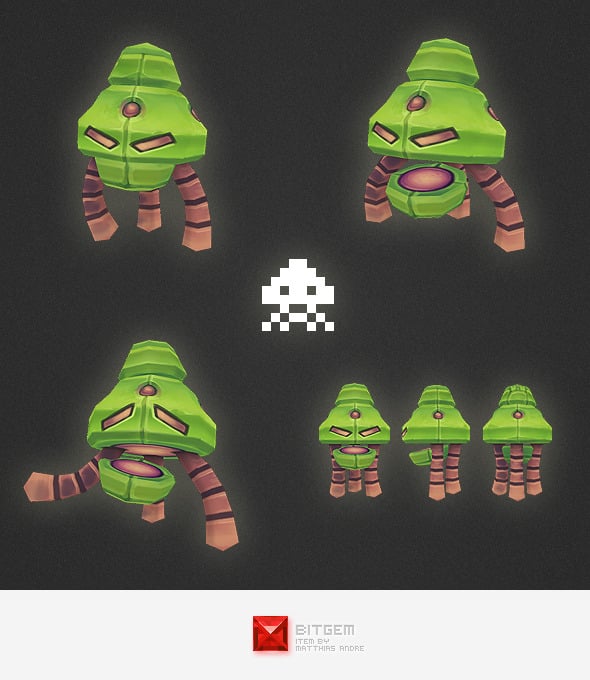 Low Poly Space Invader Alien 01 - 3DOcean Item for Sale