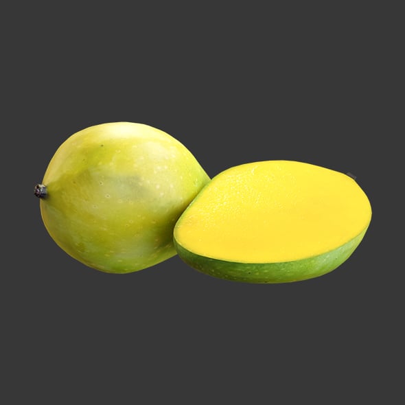 Realistic Mango and Sliced Mango Fruit Low Poly - 3DOcean Item for Sale
