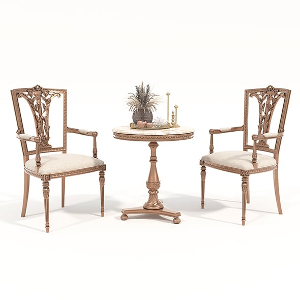 Classic European style Table and Chairs 11 - 3DOcean Item for Sale