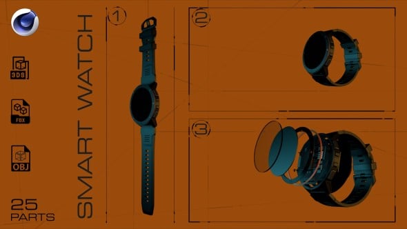 Smart Watch (25 elements, C4D, 3DS, FBX, OBJ) - 3DOcean Item for Sale