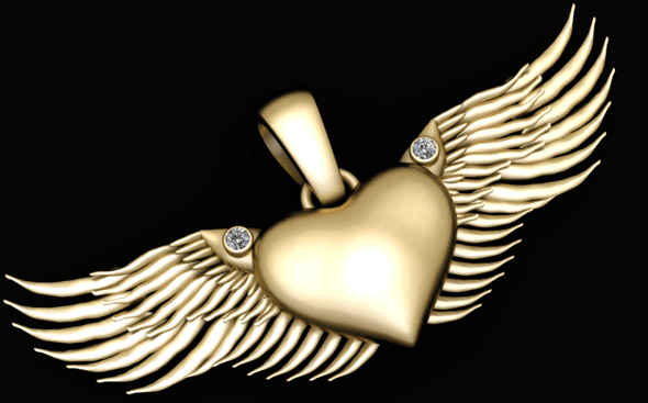 FLYING HEART DIAMOND PENDANT 3D PRINTABLE MODEL - 3DOcean Item for Sale