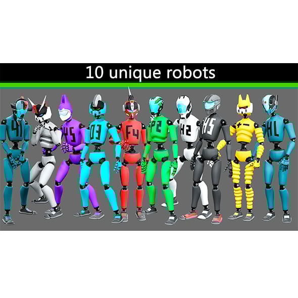 10 unique robots - 3DOcean Item for Sale