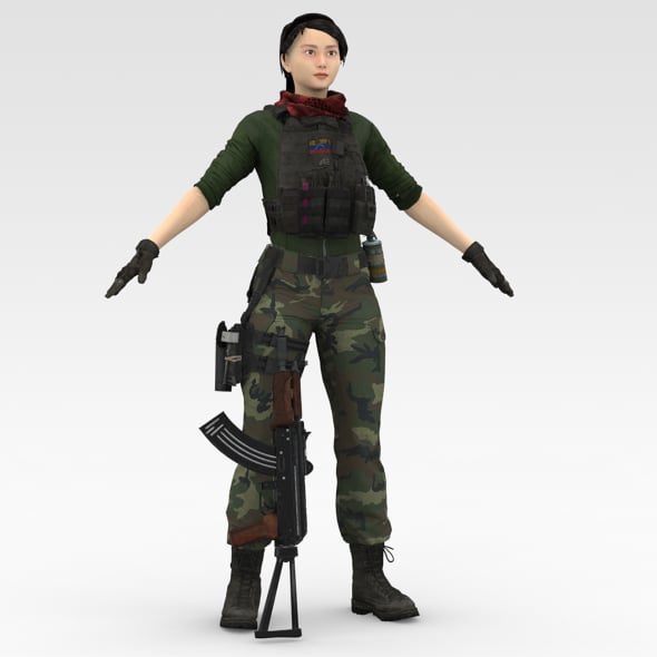 Female Soldier - 3DOcean Item for Sale