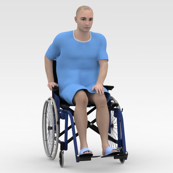 Patient with Wheel Chair - Blue Dress - 3DOcean Item for Sale