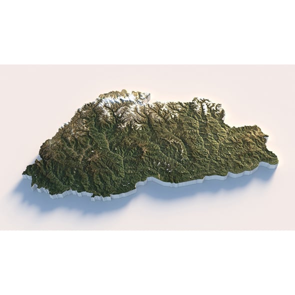 Bhutan Terrain Map - 3DOcean Item for Sale