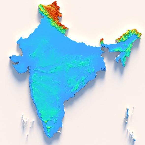 India Terrain Map - 3DOcean Item for Sale