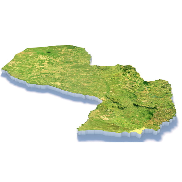 Paraguay Terrain Map - 3DOcean Item for Sale
