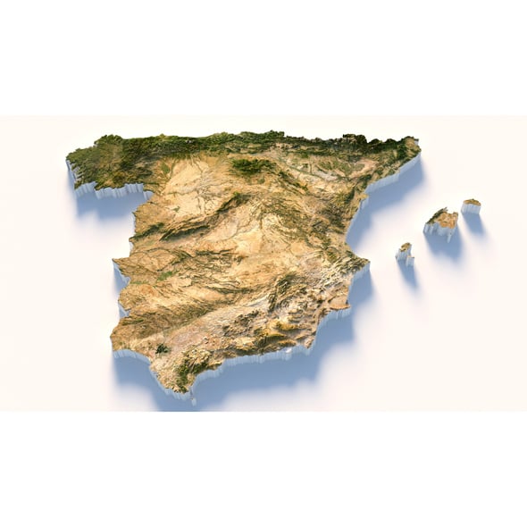 Spain Terrain Map - 3DOcean Item for Sale