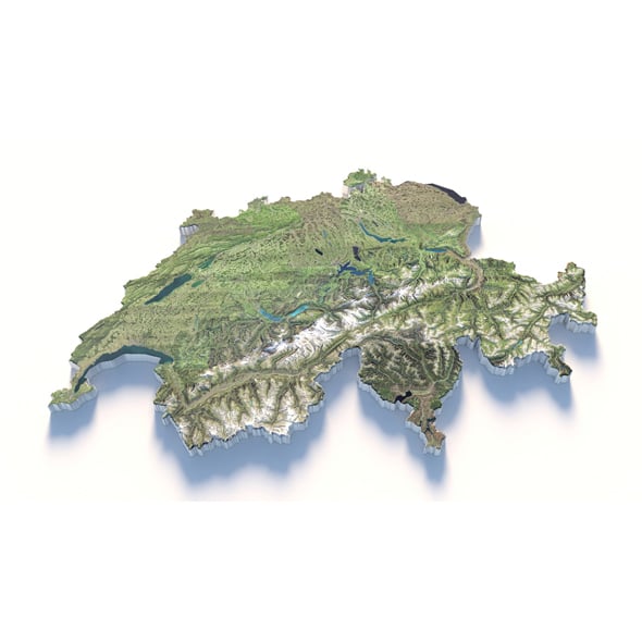 Switzerland Terrain Map - 3DOcean Item for Sale
