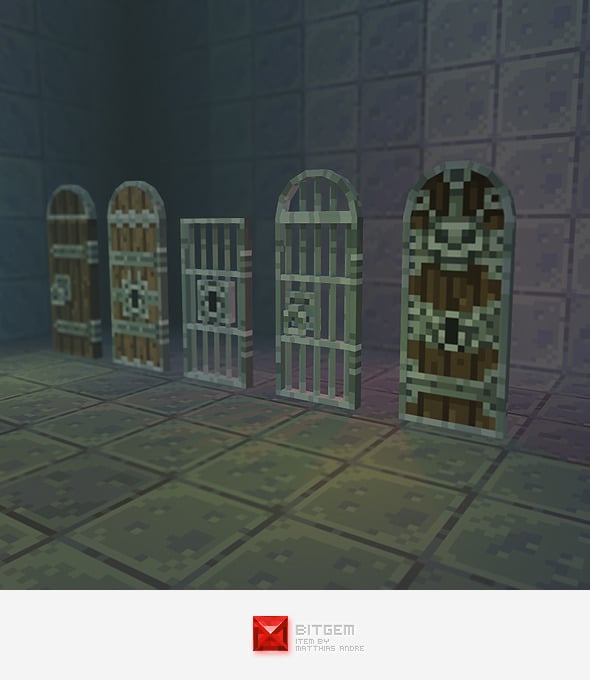 Low Poly 3D Pixel Door Set 01 - 3DOcean Item for Sale