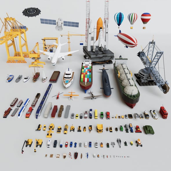 Vehicles Mega Pack Collection - Game Ready - 3DOcean Item for Sale