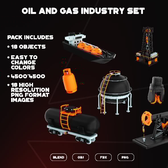 Oil and Gas Industry Set - 3DOcean Item for Sale