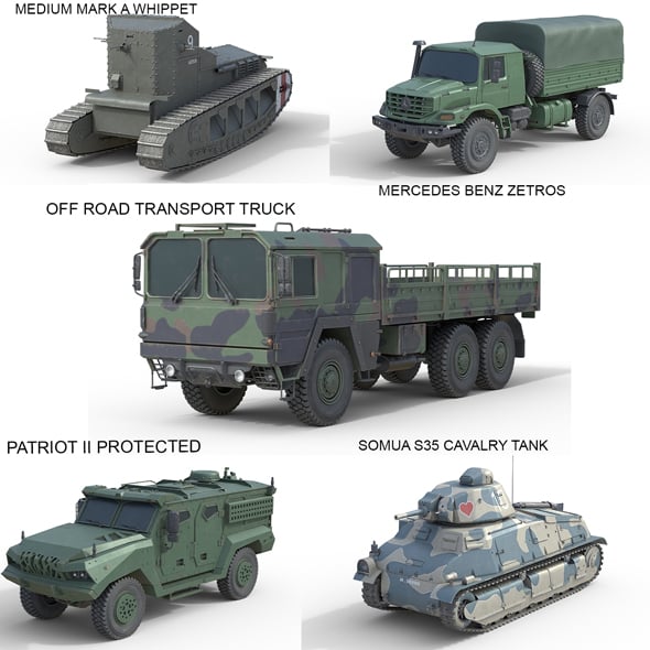 5 Military Vehicles Collection V30 - 3DOcean Item for Sale