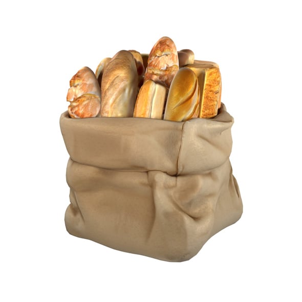 Bakery Bag with breads - 3DOcean Item for Sale