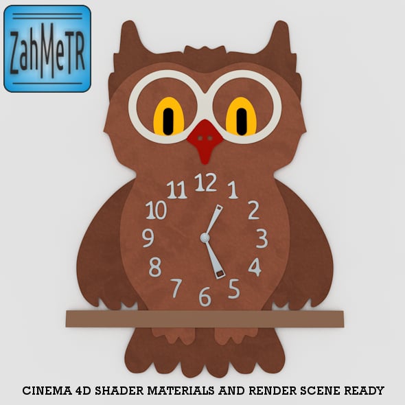 Owl Wall Clock - 3DOcean Item for Sale