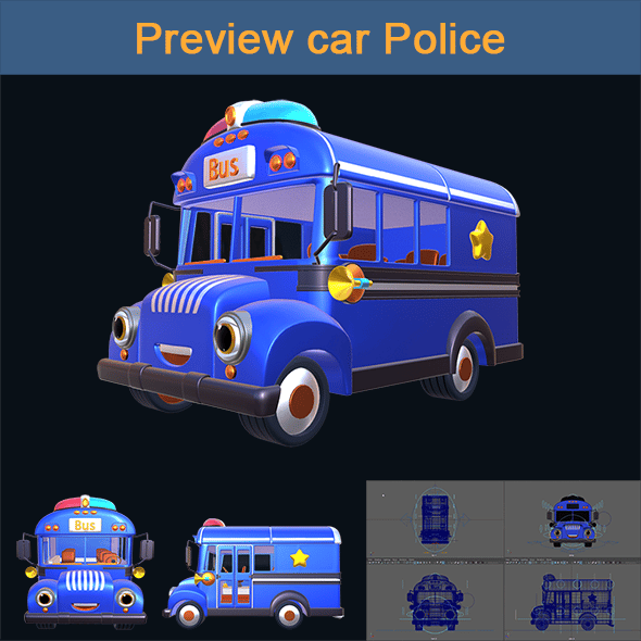 Asset - Cartoons - Car - Police - Rig VR / AR - 3DOcean Item for Sale