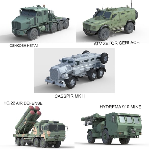 5 Military Vehicles Collection V31 - 3DOcean Item for Sale