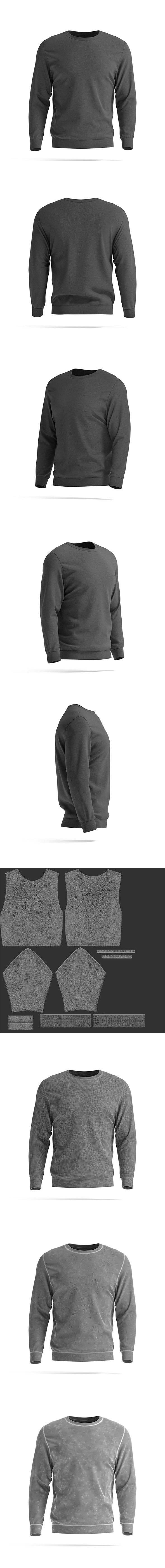 Black Sweater - crewneck men's sweatshirt - 3DOcean Item for Sale