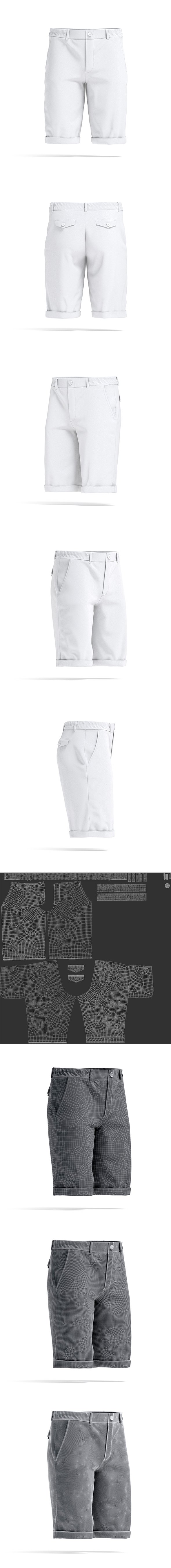 White Casual Shorts - men's classic short pants - 3DOcean Item for Sale